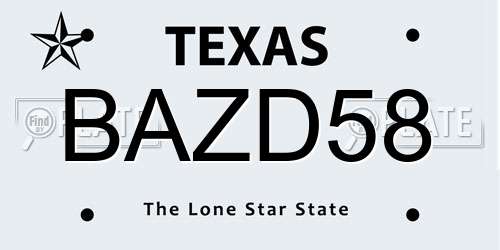 BAZD58 Texas License Plate