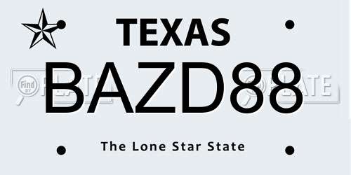BAZD88 Texas License Plate