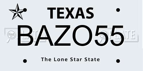 BAZO55 Texas License Plate