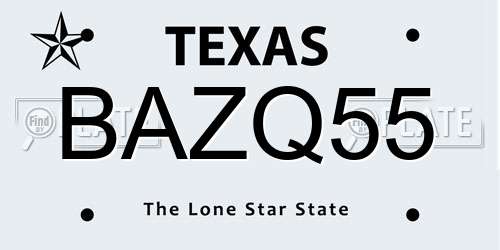 BAZQ55 Texas License Plate