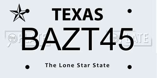 BAZT45 Texas License Plate