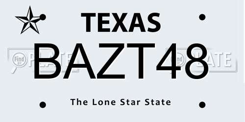BAZT48 Texas License Plate