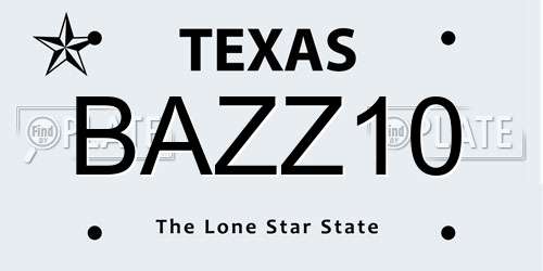 BAZZ10 Texas License Plate
