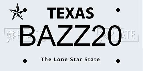 BAZZ20 Texas License Plate