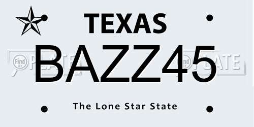 BAZZ45 Texas License Plate