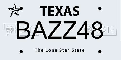 BAZZ48 Texas License Plate