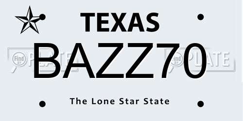 BAZZ70 Texas License Plate