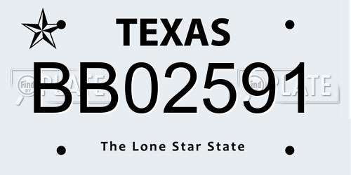 BB02591 Texas License Plate