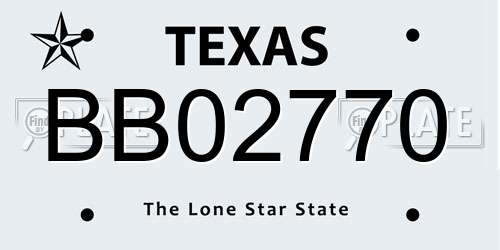 BB02770 Texas License Plate