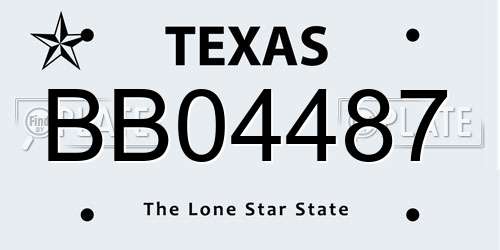 BB04487 Texas License Plate