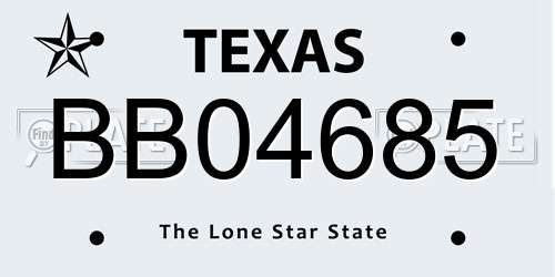 BB04685 Texas License Plate