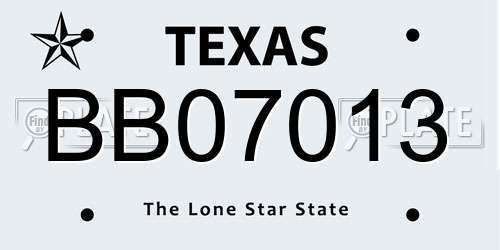 BB07013 Texas License Plate