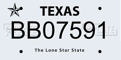 BB07591 Texas License Plate