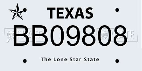 BB09808 Texas License Plate