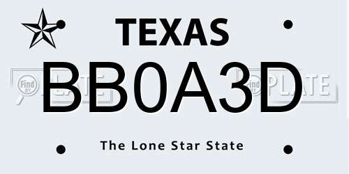 BB0A3D Texas License Plate