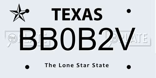 BB0B2V Texas License Plate