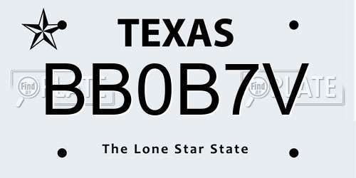 BB0B7V Texas License Plate