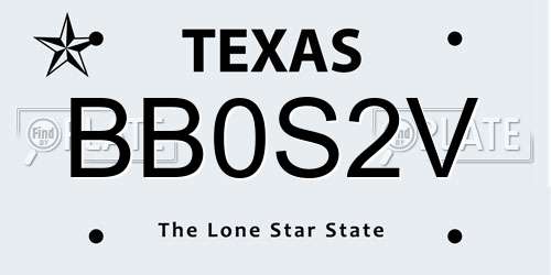 BB0S2V Texas License Plate