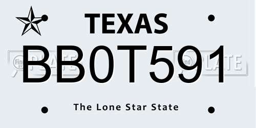 BB0T591 Texas License Plate