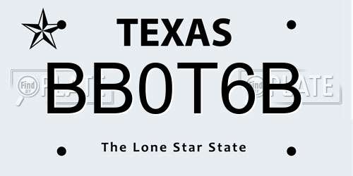 BB0T6B Texas License Plate