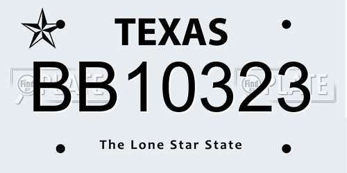 BB10323 Texas License Plate
