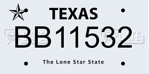 BB11532 Texas License Plate