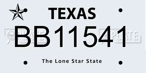 BB11541 Texas License Plate