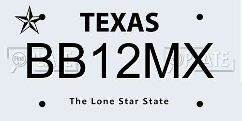 BB12MX Texas License Plate