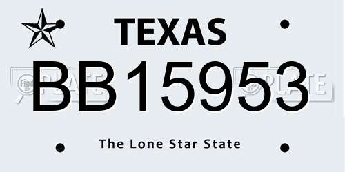 BB15953 Texas License Plate
