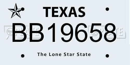 BB19658 Texas License Plate