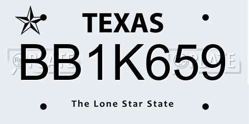 BB1K659 Texas License Plate