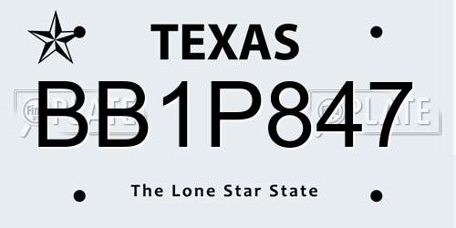 BB1P847 Texas License Plate