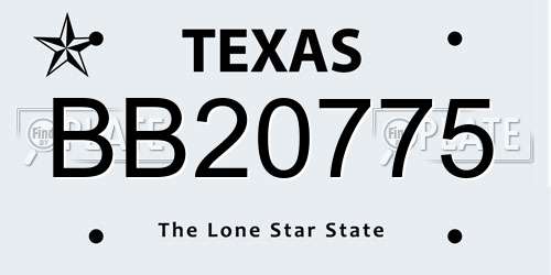 BB20775 Texas License Plate