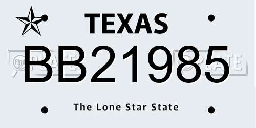 BB21985 Texas License Plate
