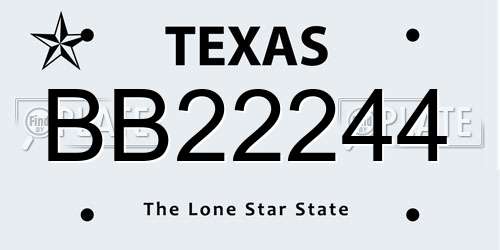 BB22244 Texas License Plate