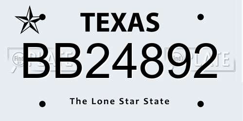 BB24892 Texas License Plate