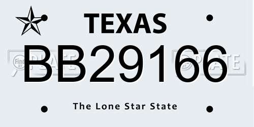BB29166 Texas License Plate