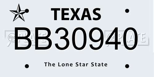 BB30940 Texas License Plate