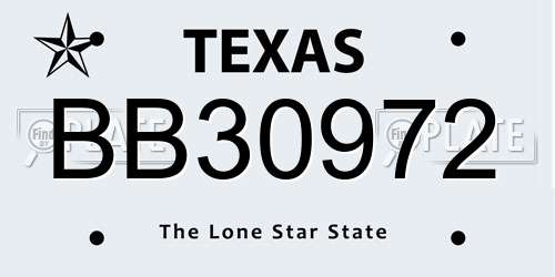 BB30972 Texas License Plate
