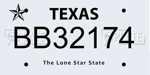 BB32174 Texas License Plate