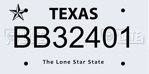 BB32401 Texas License Plate