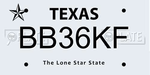 BB36KF Texas License Plate