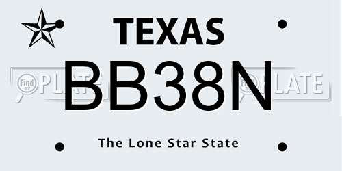 BB38N Texas License Plate