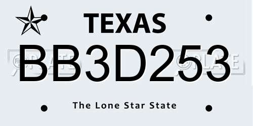 BB3D253 Texas License Plate