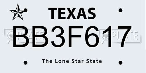 BB3F617 Texas License Plate