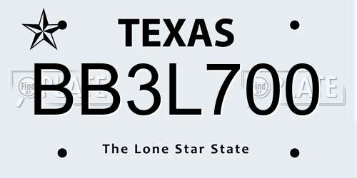 BB3L700 Texas License Plate