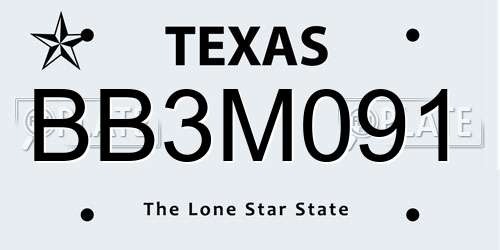 BB3M091 Texas License Plate