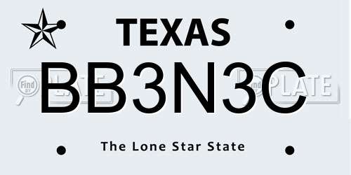 BB3N3C Texas License Plate