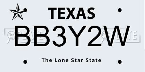 BB3Y2W Texas License Plate