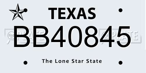 BB40845 Texas License Plate